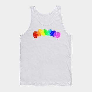 Rainbow Monstera Leaves Tank Top